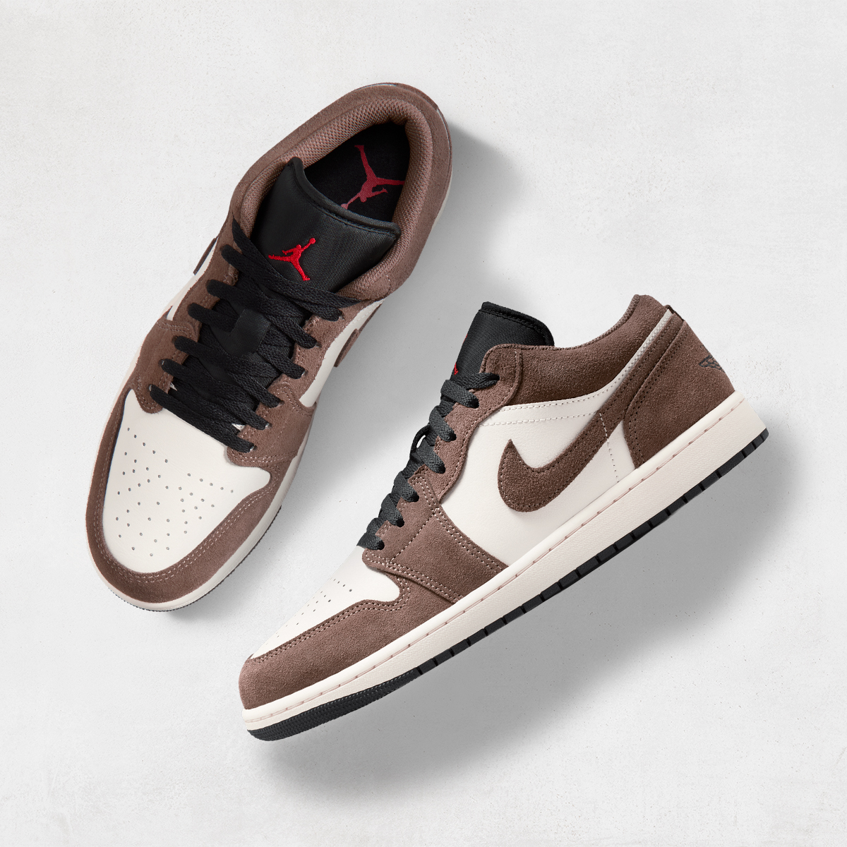 Jordan low in brown, white, and black