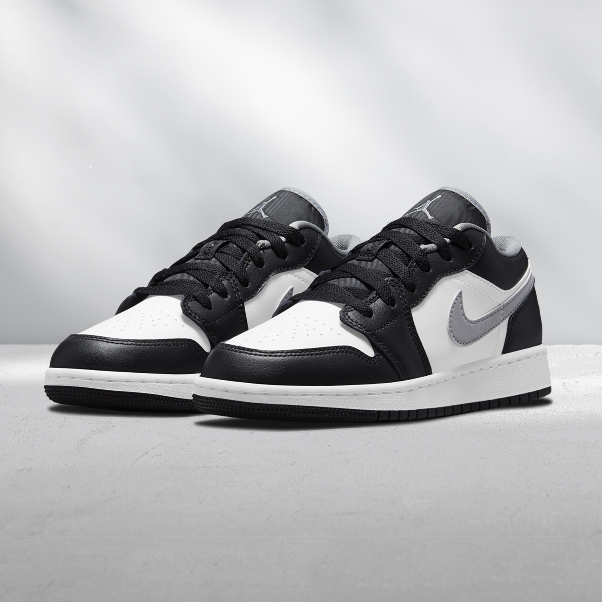 Jordan low in black, white, and grey