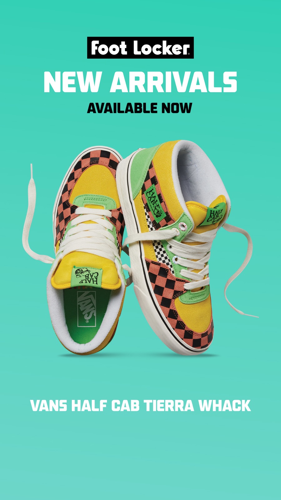 Foot Locker new arrivals story for the Vans Half Cab Tierra Whack