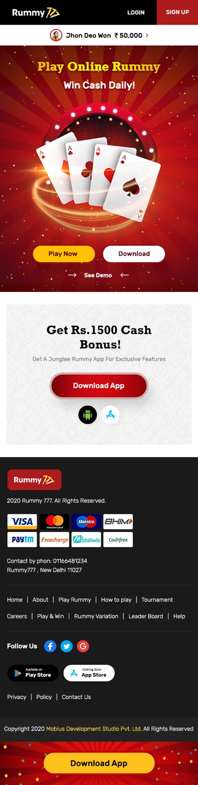 Rummy777 responsive layout across screen sizes