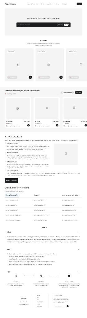 RealFolio wireframe, Helping You Find a Place to Call Home