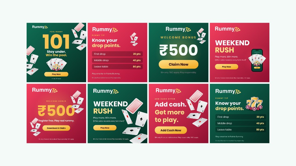 Rummy 777 campaign cards for bonuses and drop points